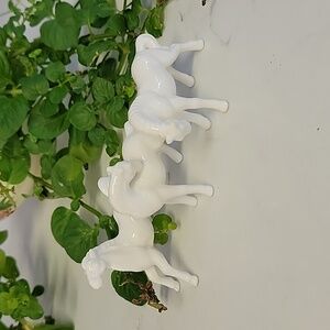 Vintage White Horses Collectible Figurines Set of 3 Rare